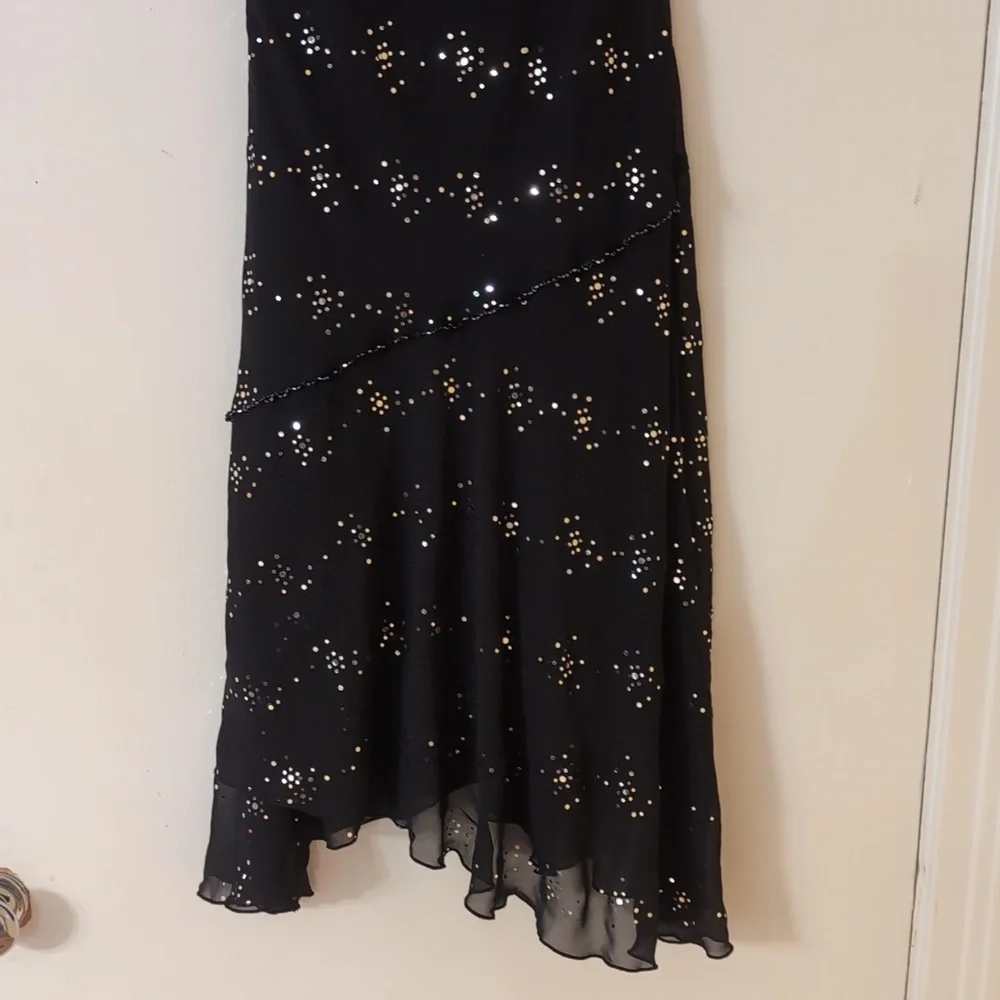 Disorderly Kids Elegant Black Sequin Beaded Asymmetrical Black Dress 14